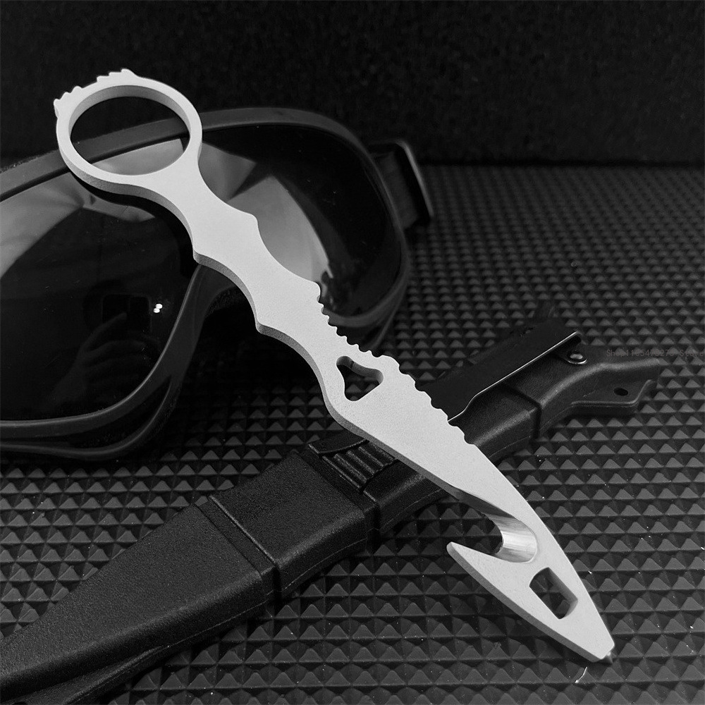 Pisau Bilah Tetap dengan Sarun - Dive Knife Titanium ulasan dan harga